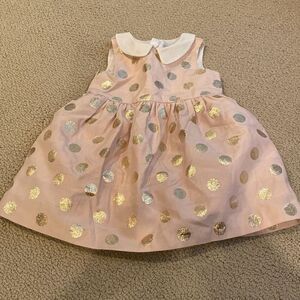 Hucklebones London girls 12m metallic gold polka dot dress